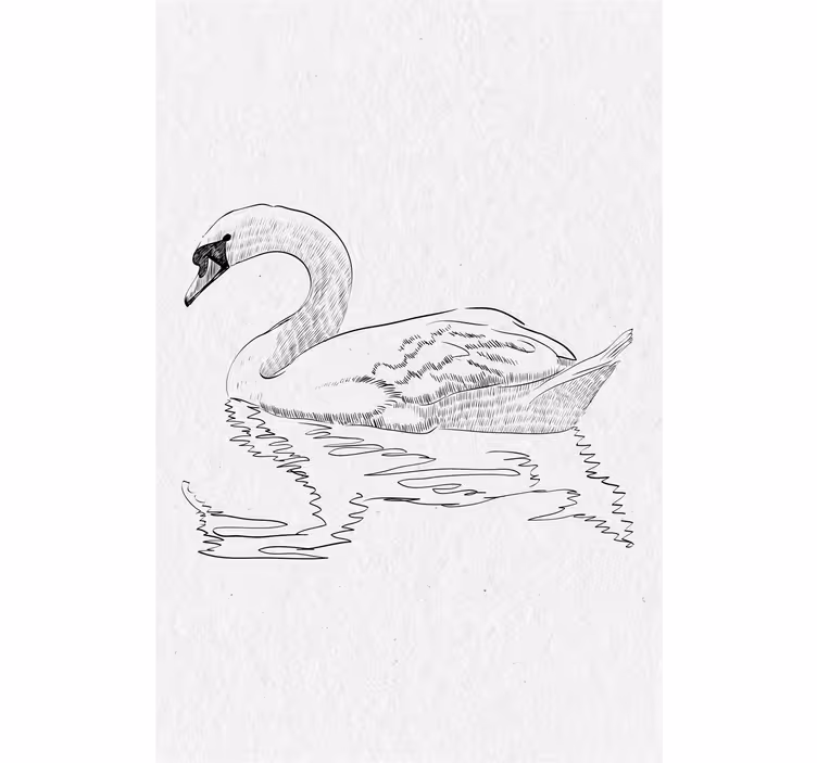 Store enrouleur salon motif cygne esquissé - TenStickers