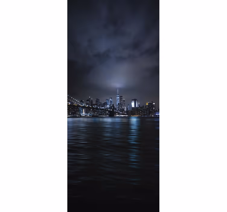 Store enrouleur noir panorama nuit urbaine - TenStickers