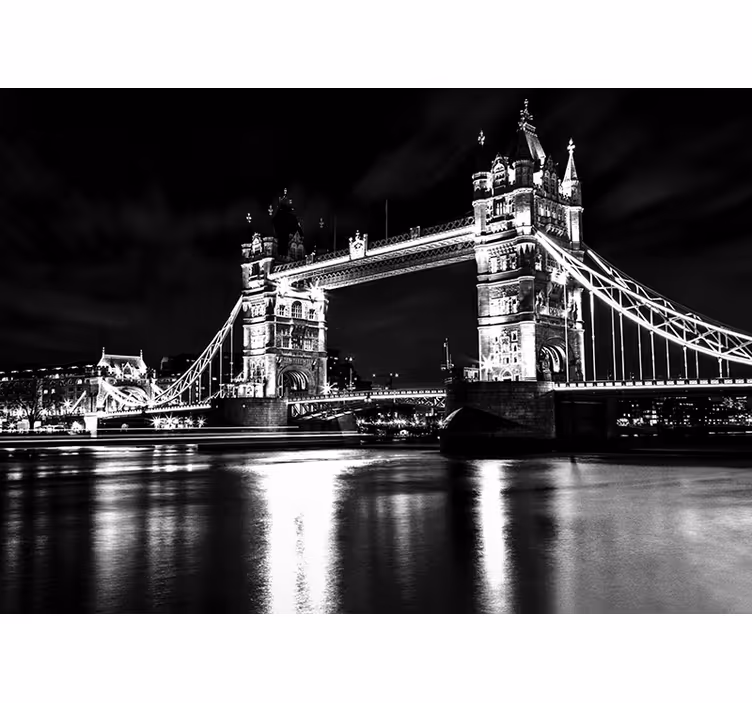 Store enrouleur noir london bridge la nuit - TenStickers