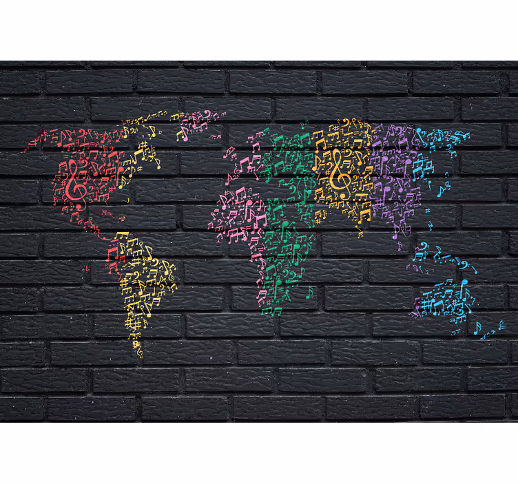 Store enrouleur noir sons de musique arc-en-ciel monde - TenStickers