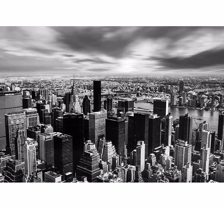 Store enrouleur salon panorama de skyline urbain - TenStickers