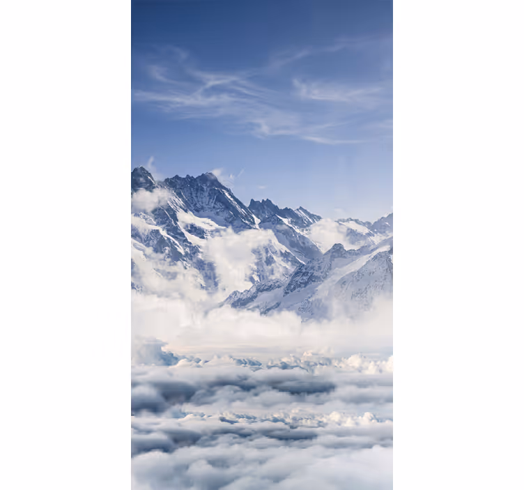Store enrouleur salon montagne fenêtre ciel bleu - TenStickers