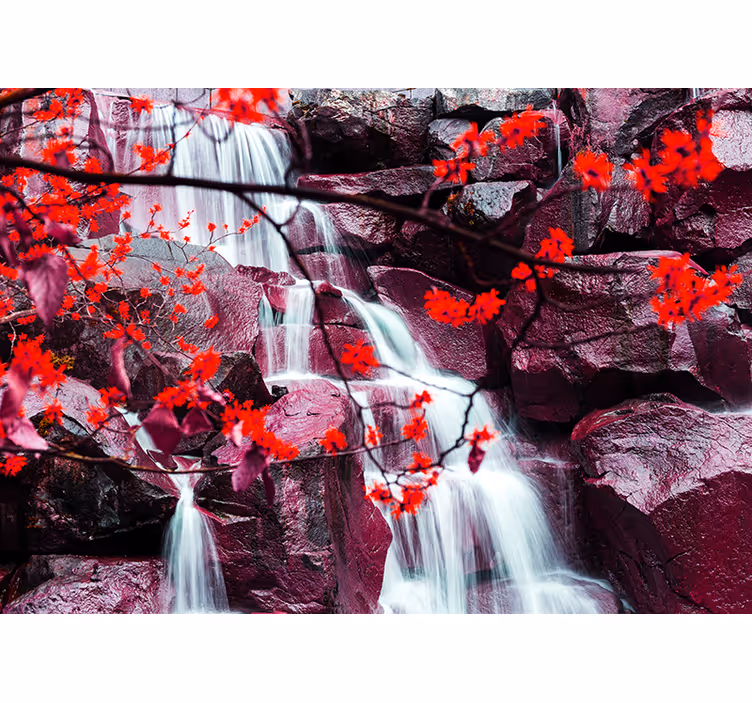 Store enrouleur salon cascade nature forêt printemps - TenStickers