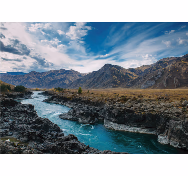 Store enrouleur salon rivière dans les andes - TenStickers
