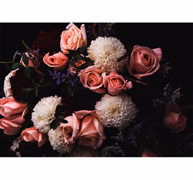 Store enrouleur salon bouquet de roses roses luxueux - TenStickers