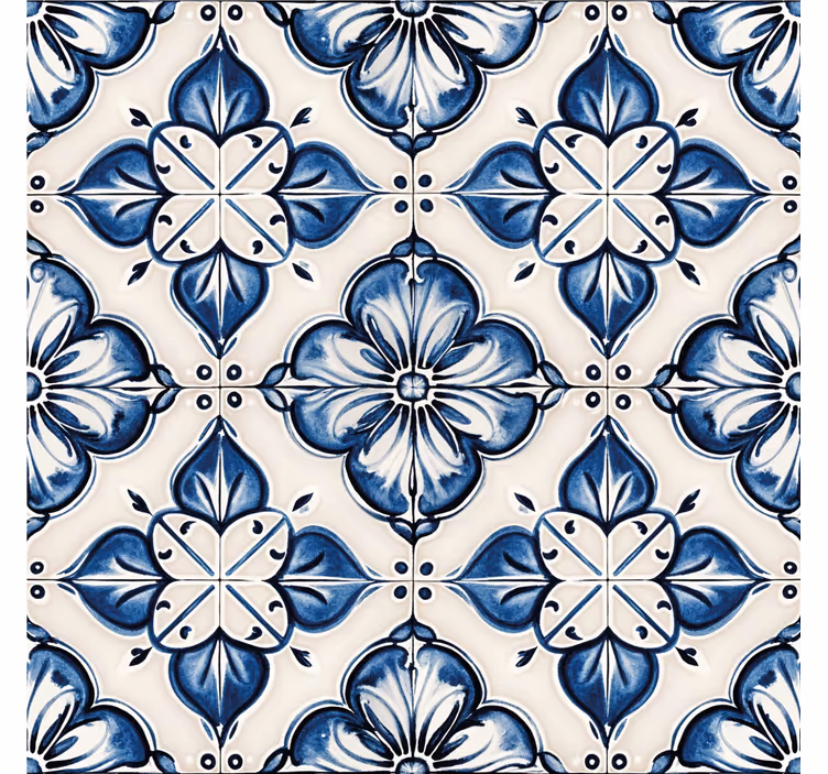 Store enrouleur bleu motif floral bleu - TenStickers