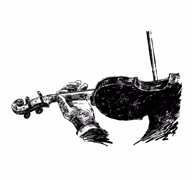 Store enrouleur salon musicien violon dessiné à la main - TenStickers
