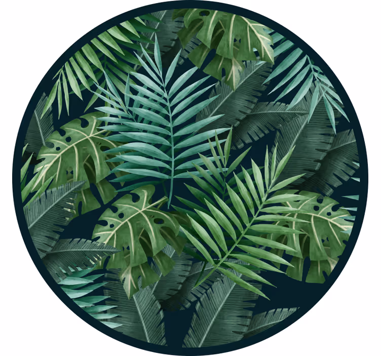 Store enrouleur vert feuilles vertes exotiques circulaires - TenStickers