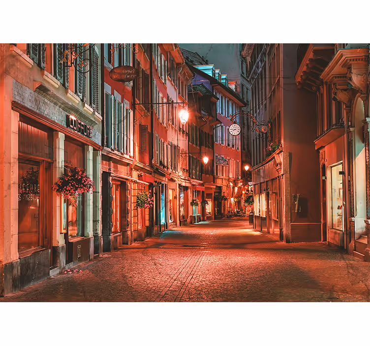 Store enrouleur salon ville solitaire la nuit en suisse - TenStickers