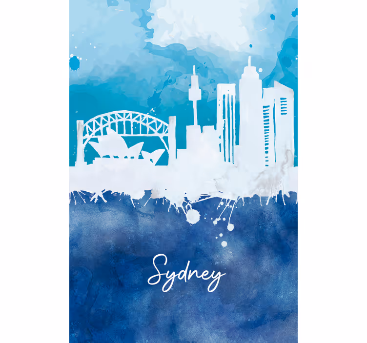 Store enrouleur salon skyline de sydney aquarelle - TenStickers
