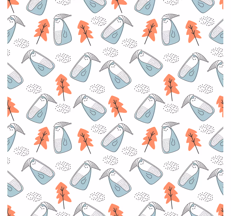 Store enrouleur salon pingouins minimalistes et arbres - TenStickers