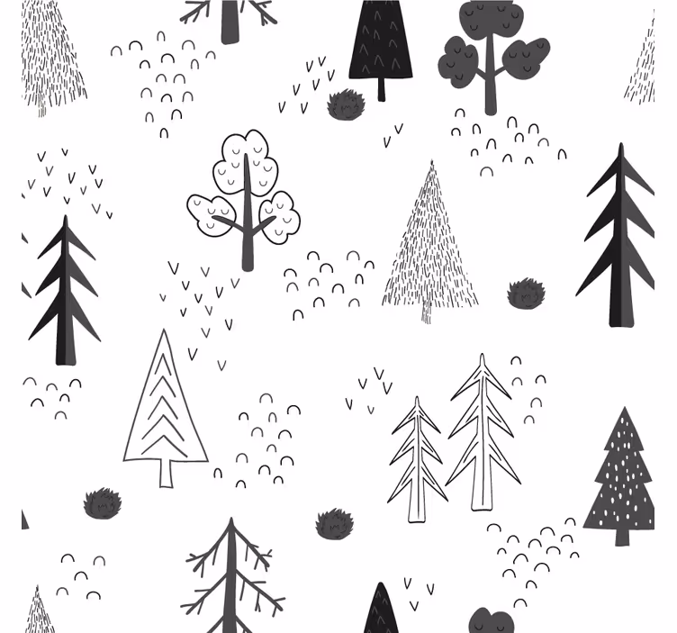 Store enrouleur salon arbres minimalistes nordiques - TenStickers