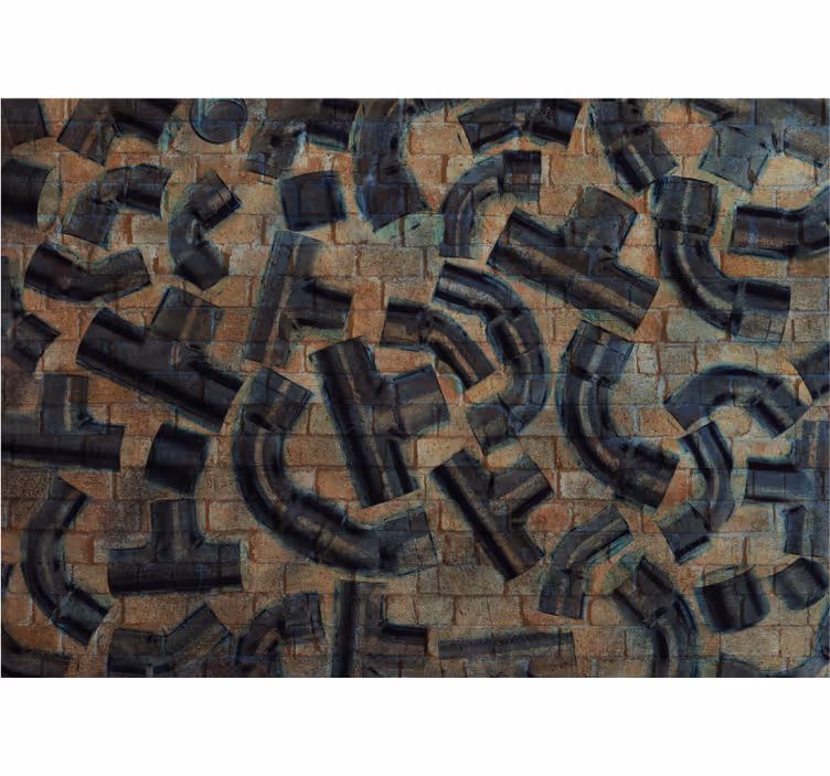 Store enrouleur salon motif briques et tuyaux industriels - TenStickers
