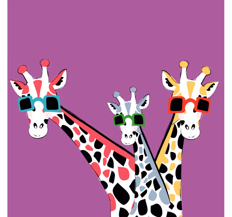 Store enrouleur salon girafes drôles avec lunettes - TenStickers