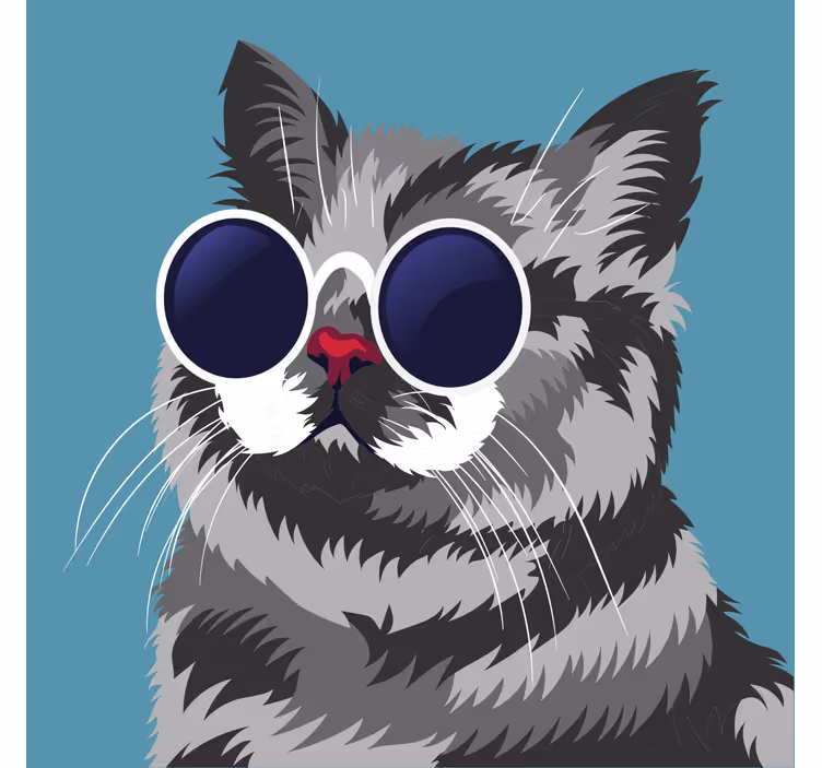 Store enrouleur salon tableau drôle d'un chat gris - TenStickers