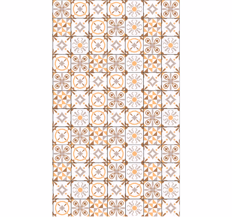 Store enrouleur beige motif carrés marron - TenStickers