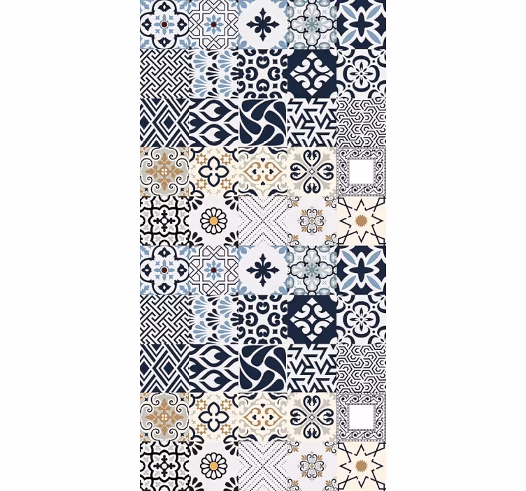Store enrouleur beige carreaux bleus - TenStickers
