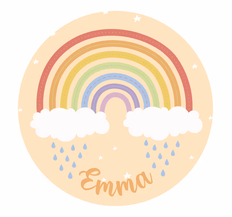 Store enrouleur beige arc-en-ciel aquarelle avec nom - TenStickers