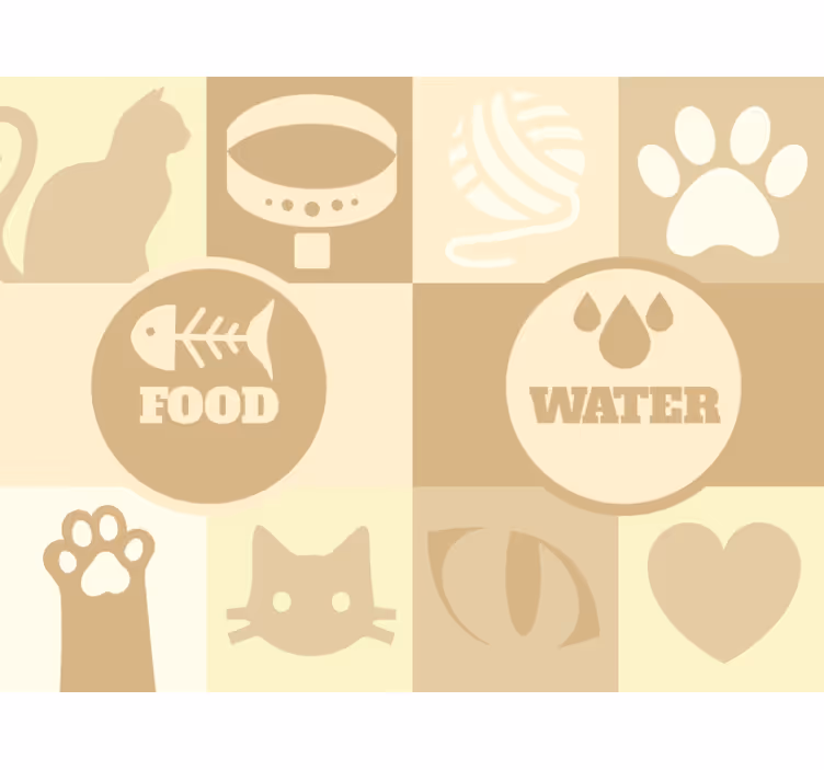 Store enrouleur beige pour eau et nourriture chat - TenStickers