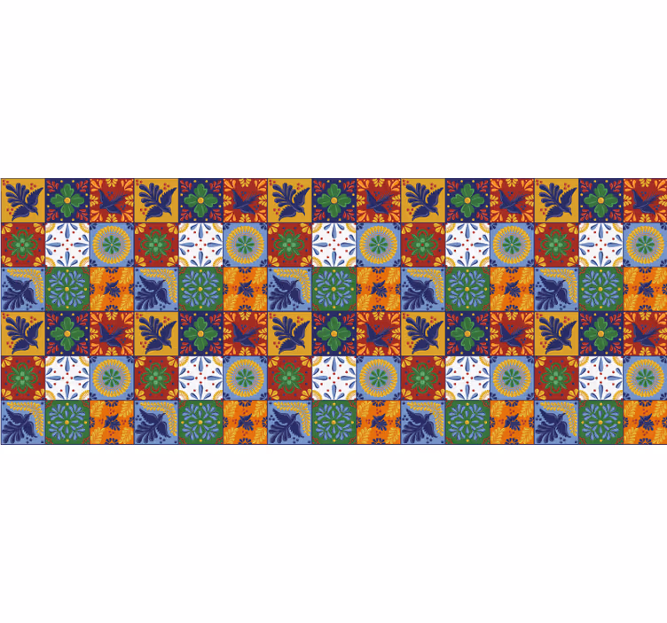 Store enrouleur chambre carreaux mexicains colorés - TenStickers