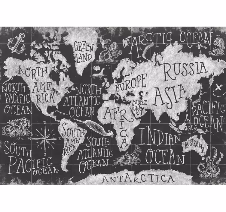 Store enrouleur gris carte du monde mythique - TenStickers