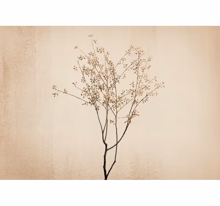 Store enrouleur beige style japandi fleuri - TenStickers