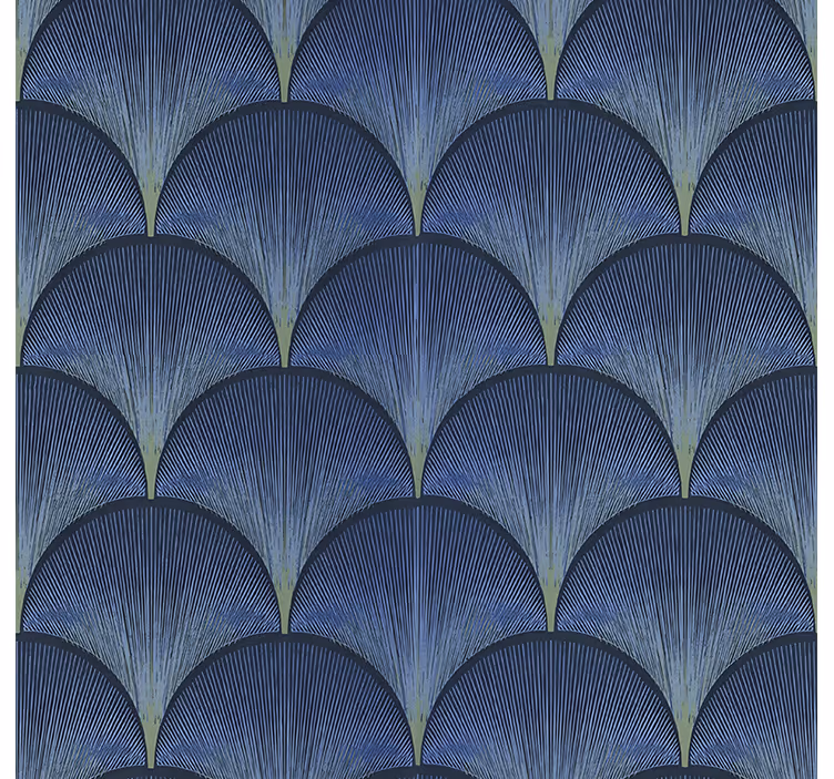 Store enrouleur vintage motifs éventails bleus années 1920 - TenStickers