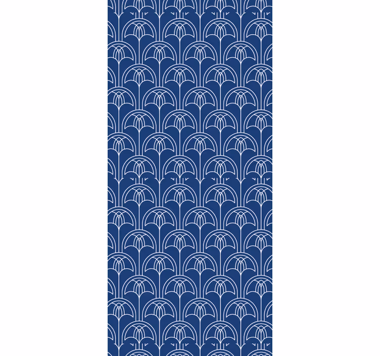 Store enrouleur vintage arc blanc sur fond bleu - TenStickers