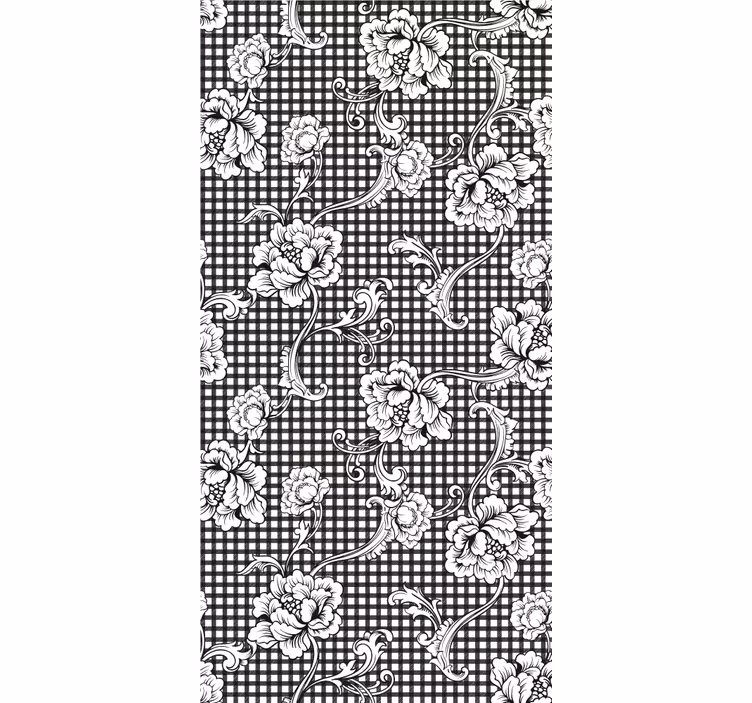 Store enrouleur vintage à motif vichy noir et blanc - TenStickers