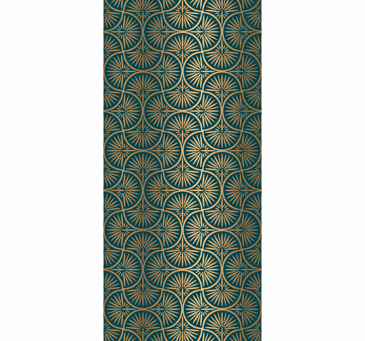 Store enrouleur vintage style décor art turquoise et or - TenStickers