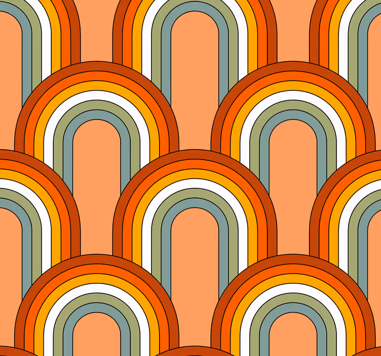 Store enrouleur vintage motif arc-en-ciel des années 70 - TenStickers