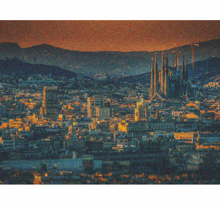 Store enrouleur salon barcelone vue du ciel la nuit - TenStickers