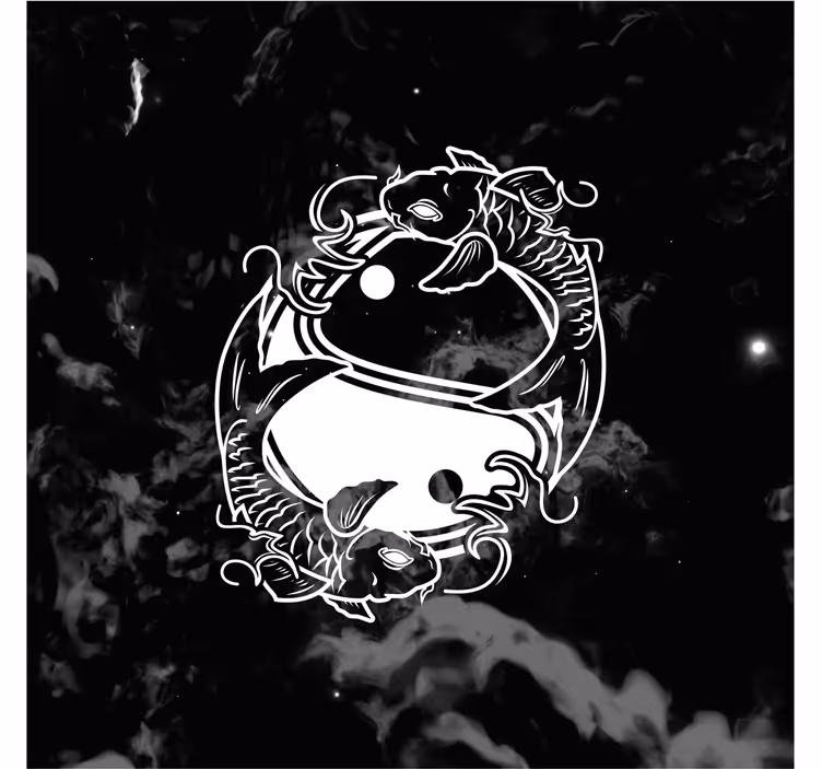 Store enrouleur salon poissons yin yang équilibrés - TenStickers
