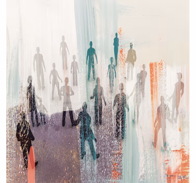 Store enrouleur salon tableau abstrait de personnes - TenStickers