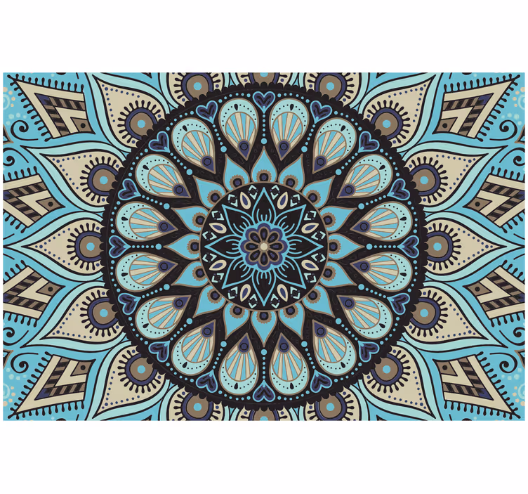 Store enrouleur chambre mandala ethnique noir et bleu - TenStickers