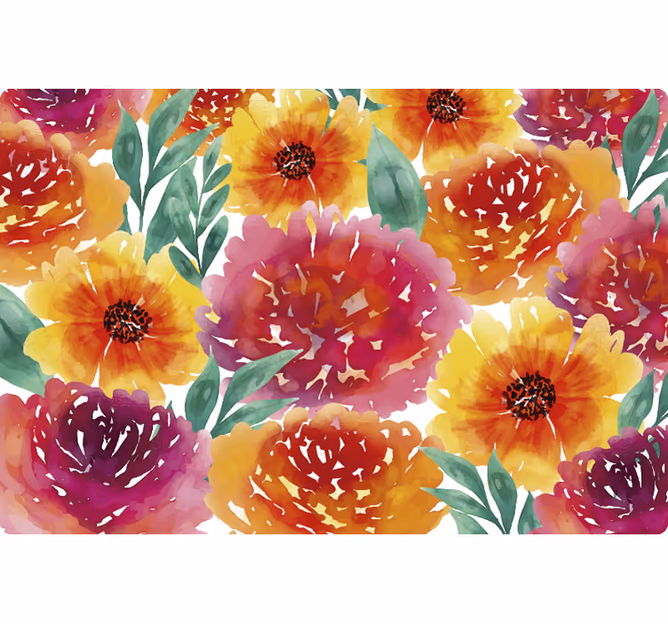 Store enrouleur chambre carreaux floraux colorés - TenStickers