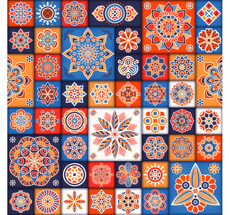 Store enrouleur chambre carreaux mosaïque colorés - TenStickers