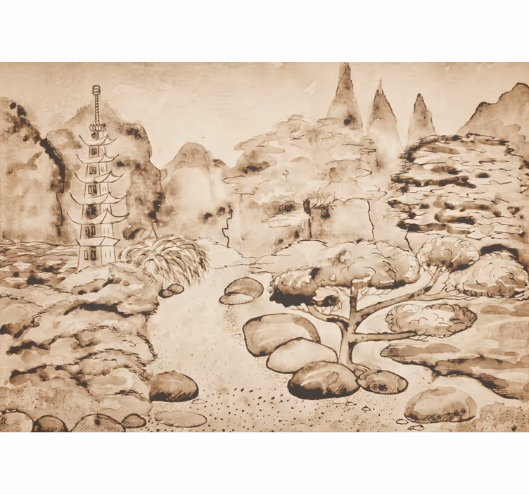 Store enrouleur beige style jardin japonais japandi - TenStickers