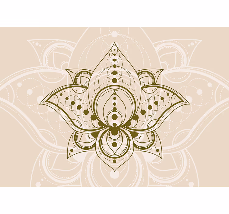 Store enrouleur beige motif de fleurs de lotus dorées - TenStickers