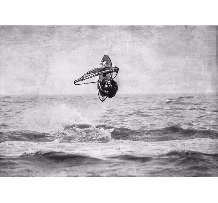 Store enrouleur chambre windsurf noir et blanc - TenStickers