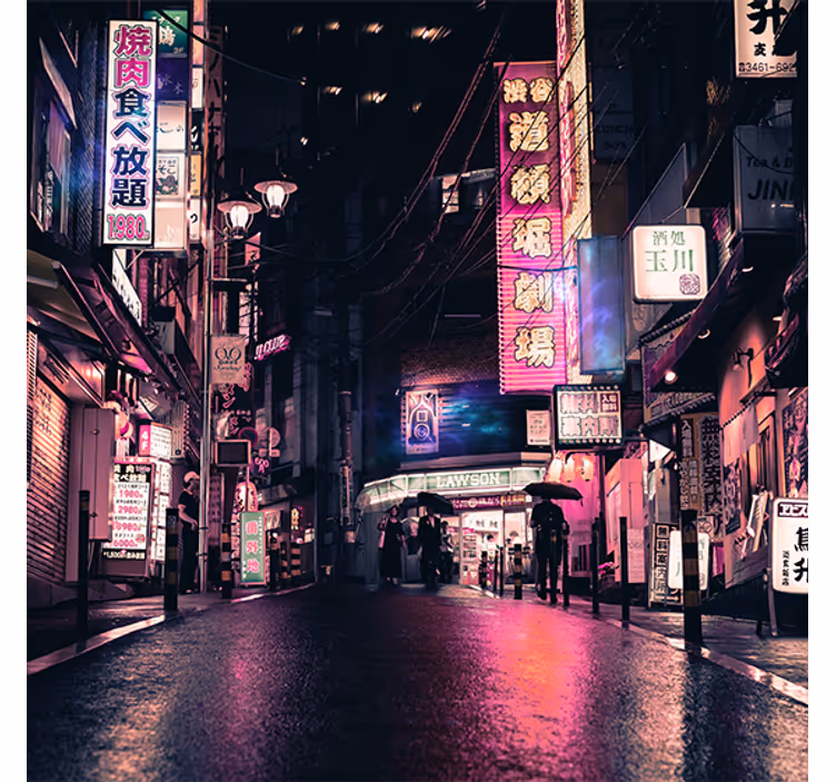 Store enrouleur salon paysage urbain coucher de soleil - TenStickers