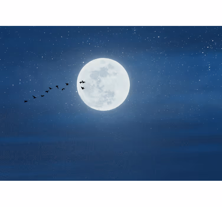 Store enrouleur salon pleine lune et ciel - TenStickers