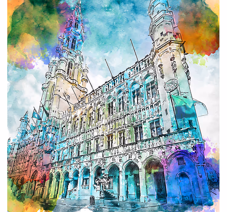 Store enrouleur salon aquarelle grand place bruxelles - TenStickers