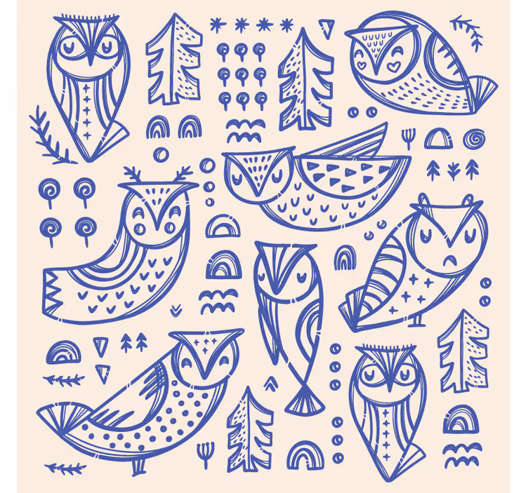 Store enrouleur chambre illustration de hibou bleu mignon - TenStickers