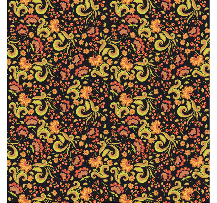 Store enrouleur chambre style russe floral jaune rouge - TenStickers