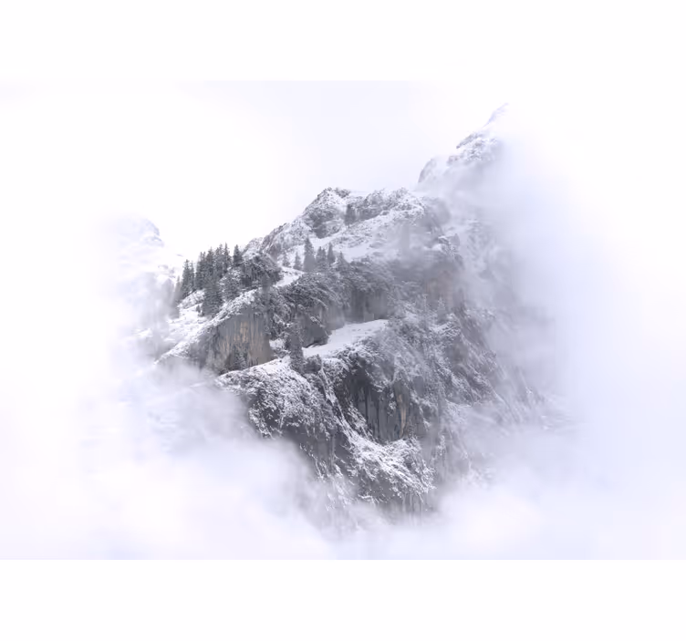 Store enrouleur blanc paysage montagneux enneigé - TenStickers