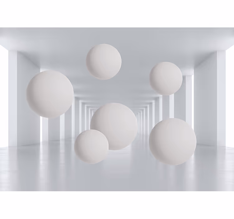 Store enrouleur blanc sphères blanches sur tunnel - TenStickers