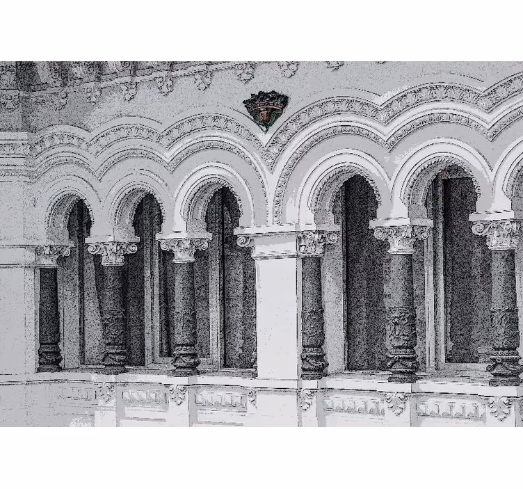 Store enrouleur blanc architecture ancienne 3d - TenStickers