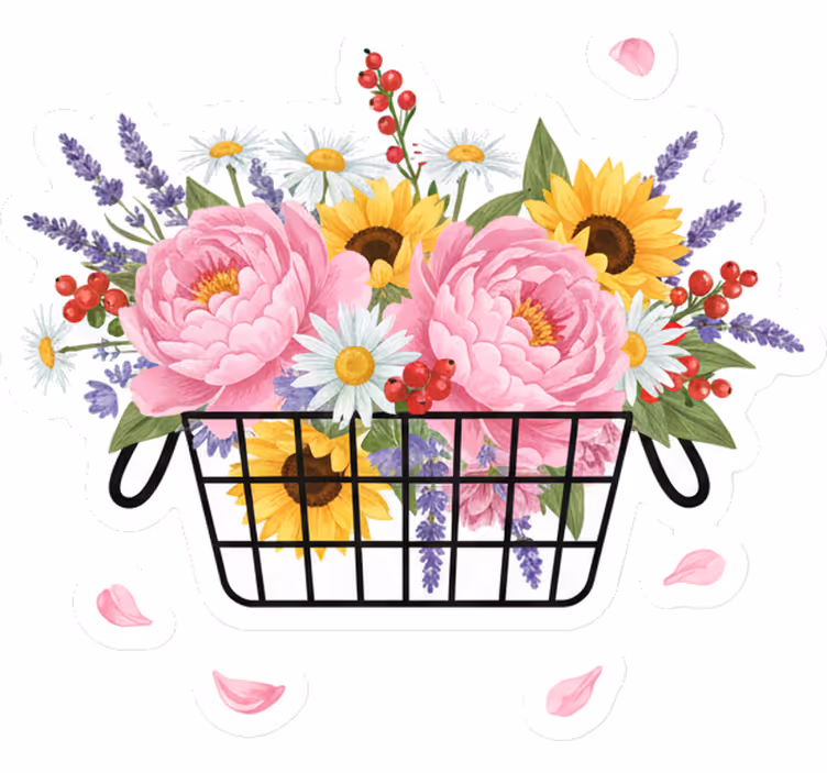 Store enrouleur blanc panier de fleurs élégant - TenStickers
