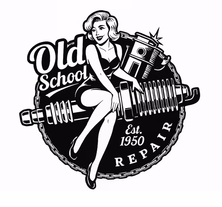 Store enrouleur salon pin-up vintage garage - TenStickers